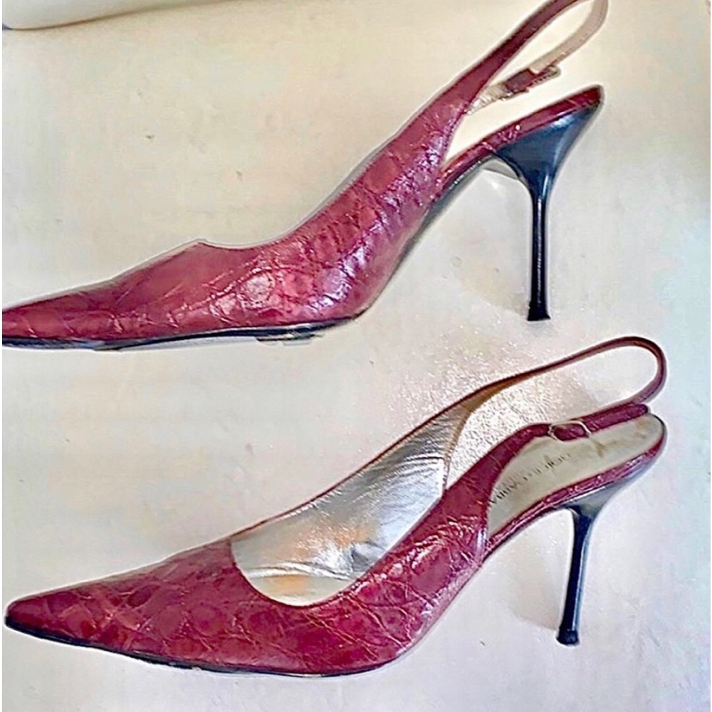 Dolce and Gabbana burgundy crocodile sling backs size 41